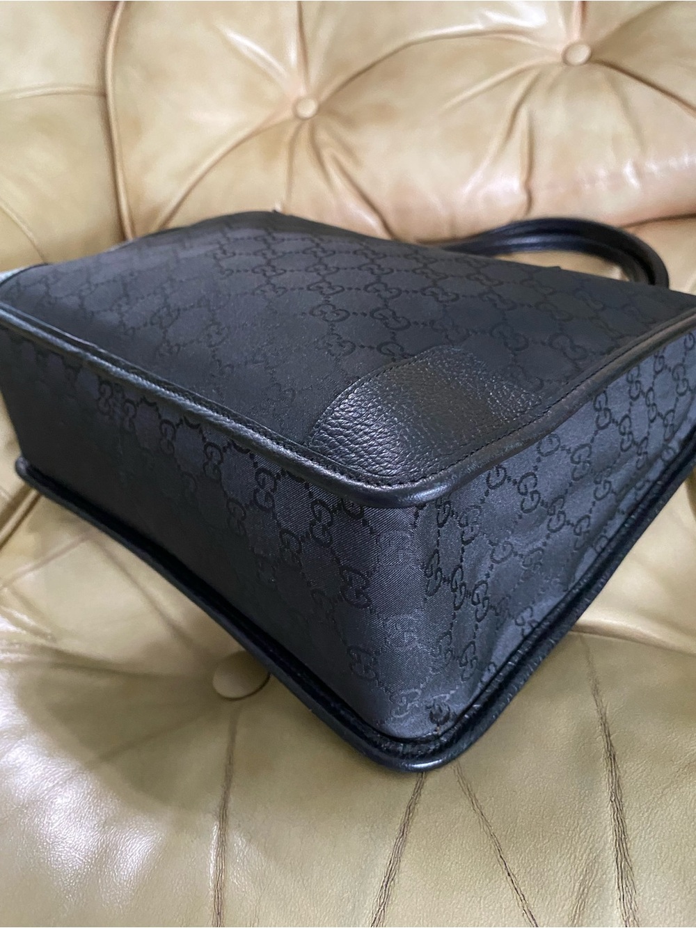 LKNW Gucci Tote Bag Top Handle GG Black Canvas/Leather COA - Picture 7 of 13